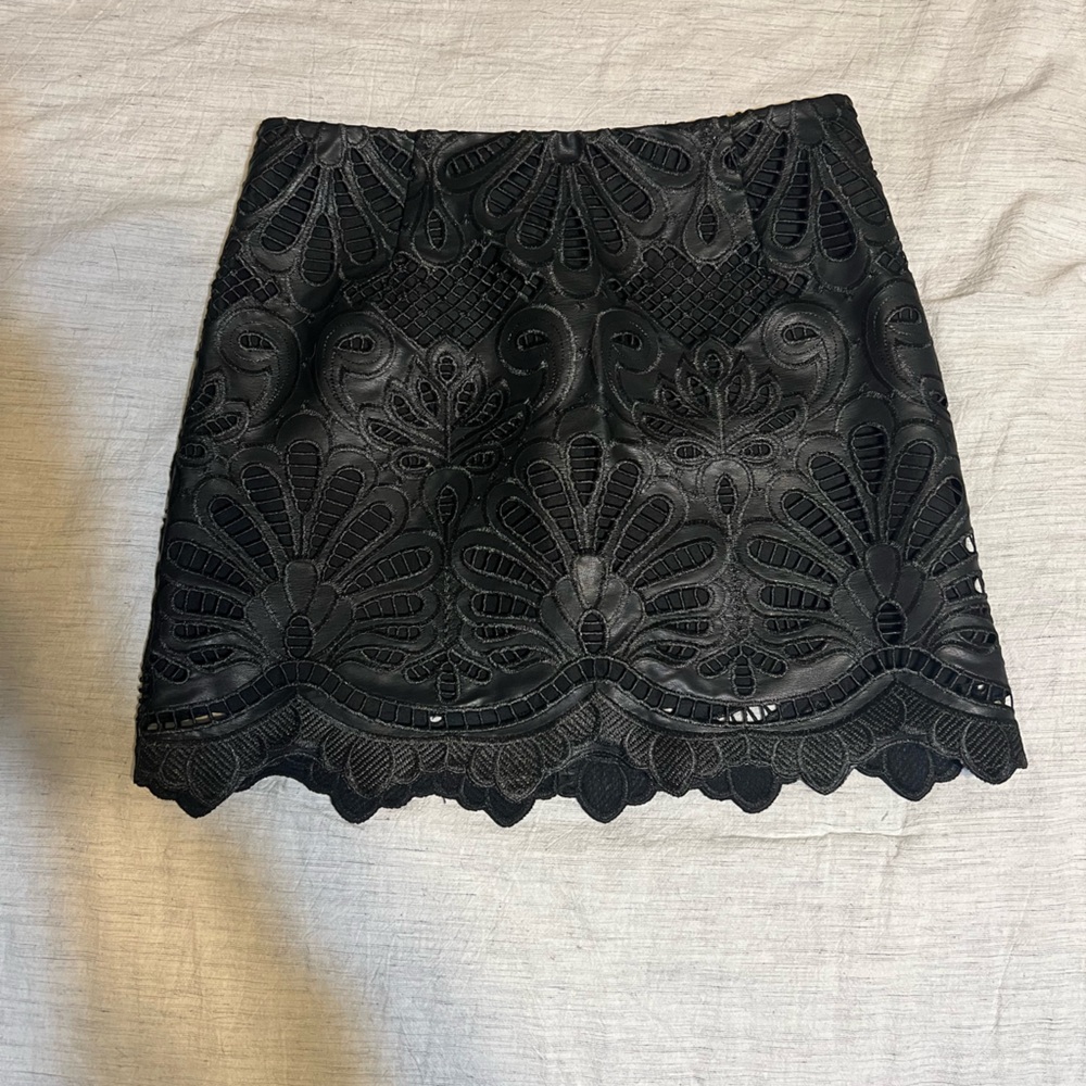 H&M Embroidered Faux Leather Mini Skirt - Picture 2 of 3